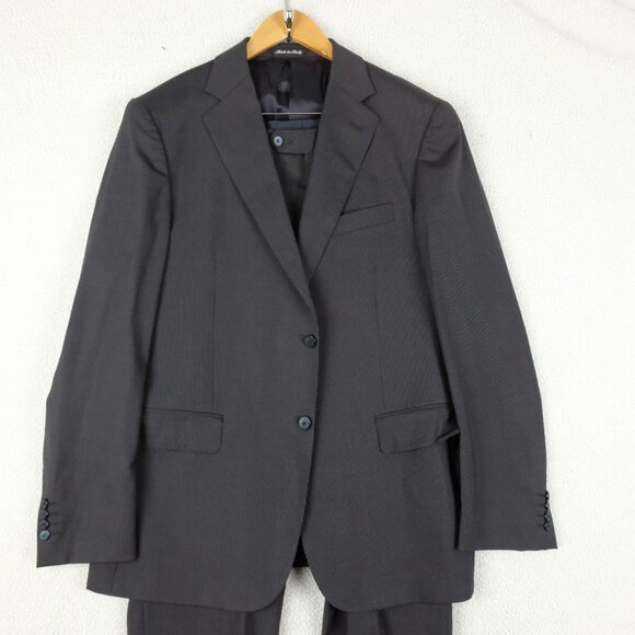 Lab Pal Zileri Suit Mens 54 44 36X32 Black Pin Striped Two Button Vented Wool - Picture 1 of 14